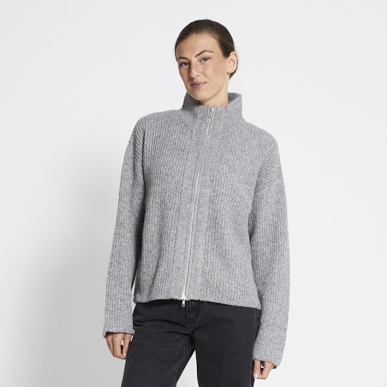 Ribstrikket cardigan "Zip Cardigan"